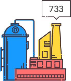 illustration of an industrial complex generating a credit score