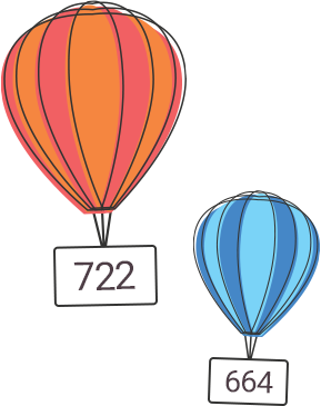 hot air balloons with numbers