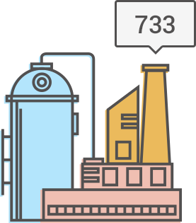 illustration of an industrial complex generating a credit score